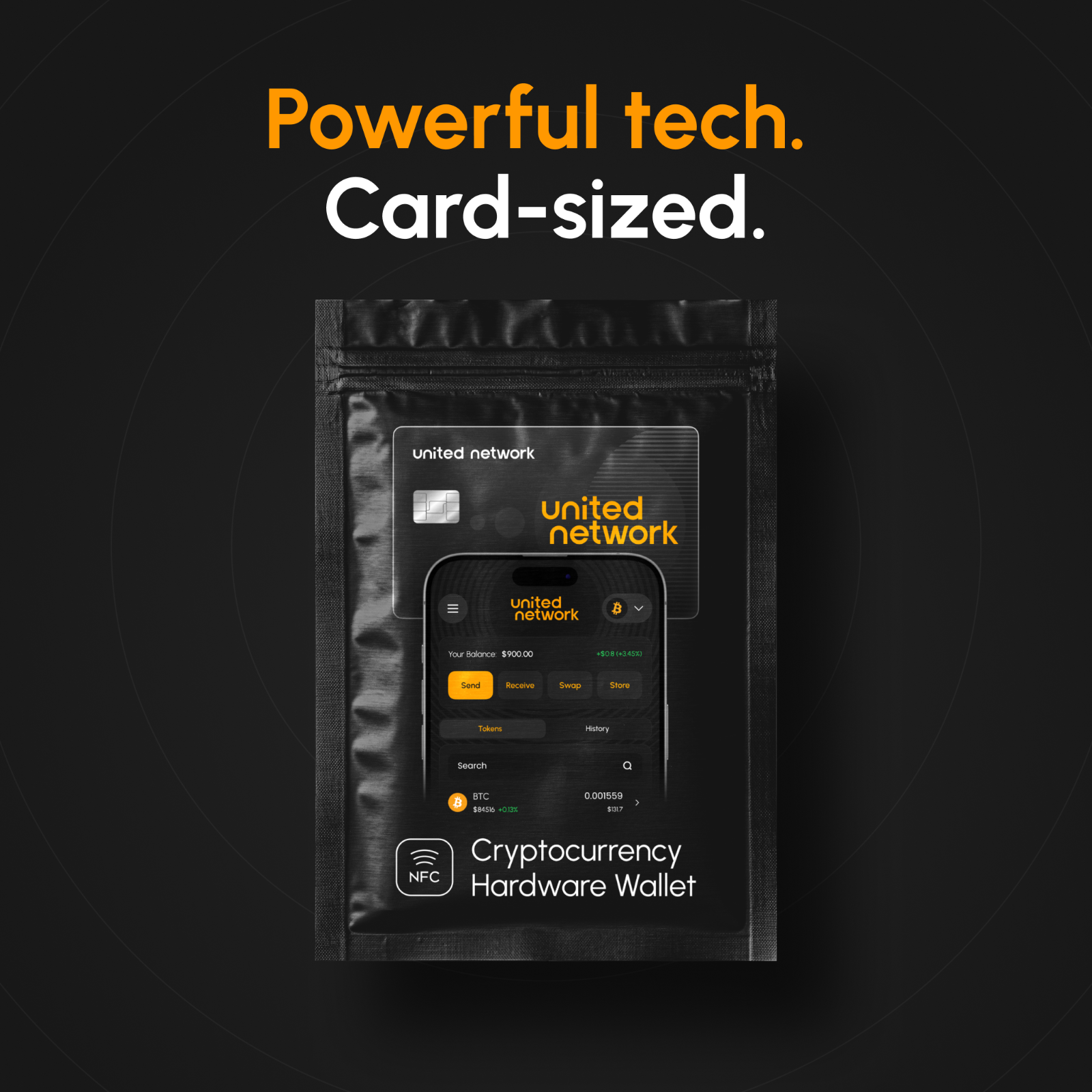NFC wallet card interacting with smartphone